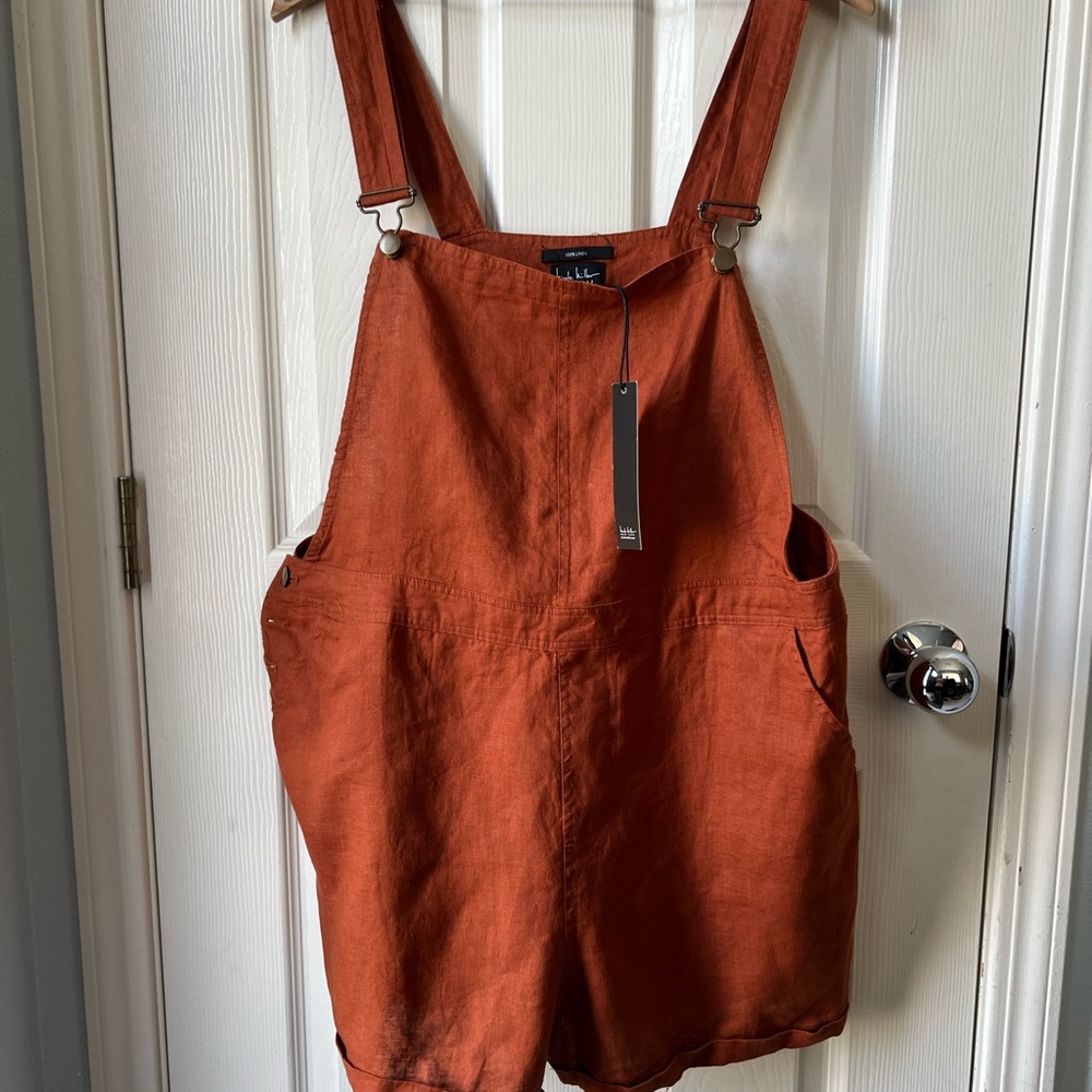 NWT - Nicole Miller Linen Shorts Overalls